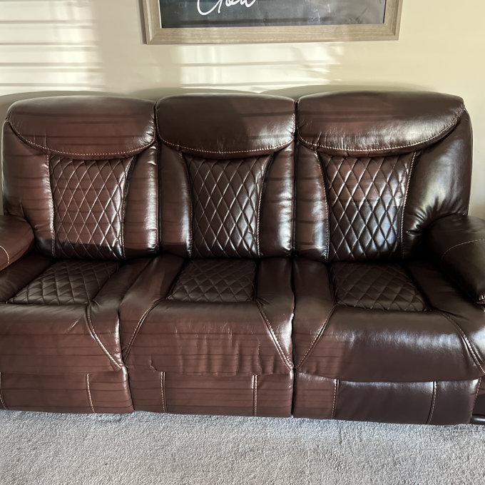 Red Barrel Studio® Saneela 84.6'' Wide Breathable Leather